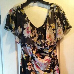 Connected Apparel Floral Chiffon Dress